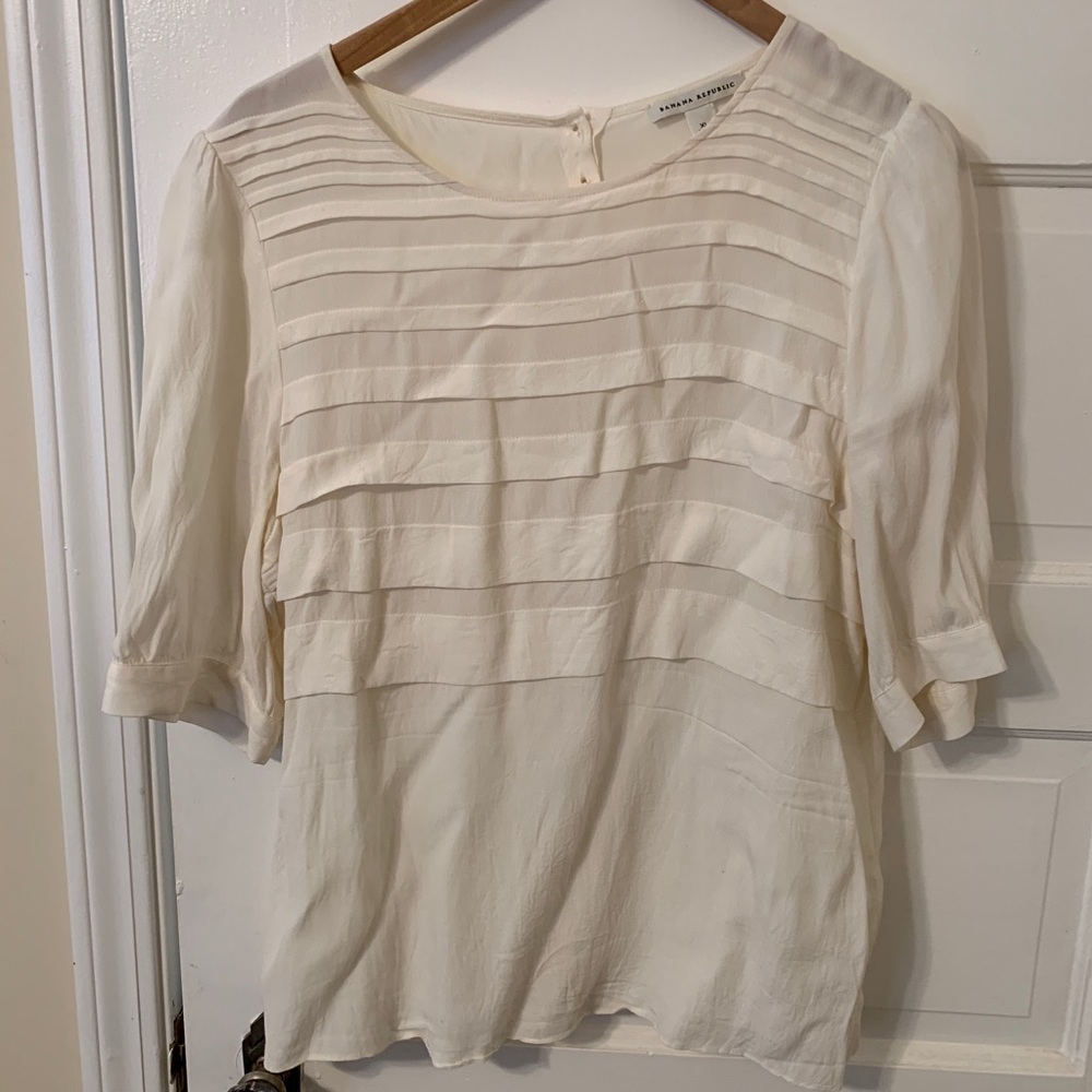 Cream silk 3/4 sleeve blouse
